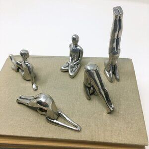Vintage Basic Spirit Canada Five Miniature Pewter Yoga Poses Female Figurines